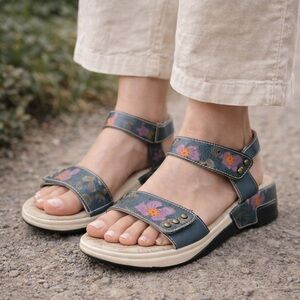 Spring Step L’Artiste Cattlina Leather Sandals Floral Women’s EU 41‎ US 10–10.5